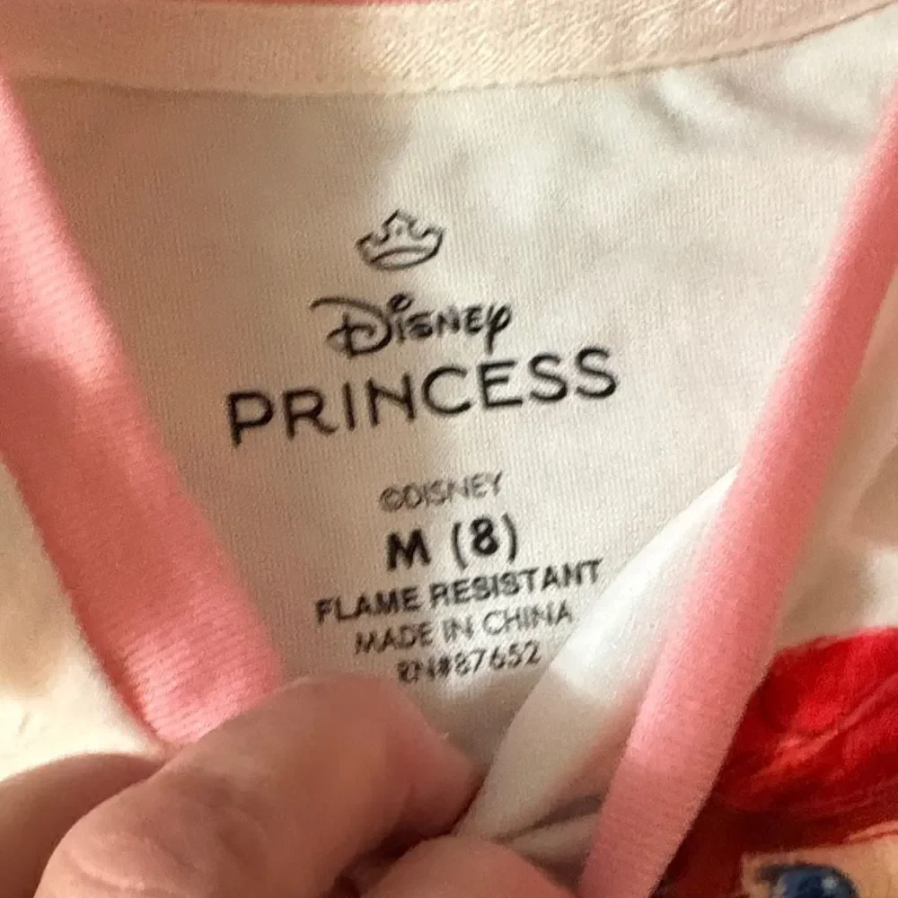 NWT Disney Princess 3 Piece Pajama Set with Pink and White Accents Size 8